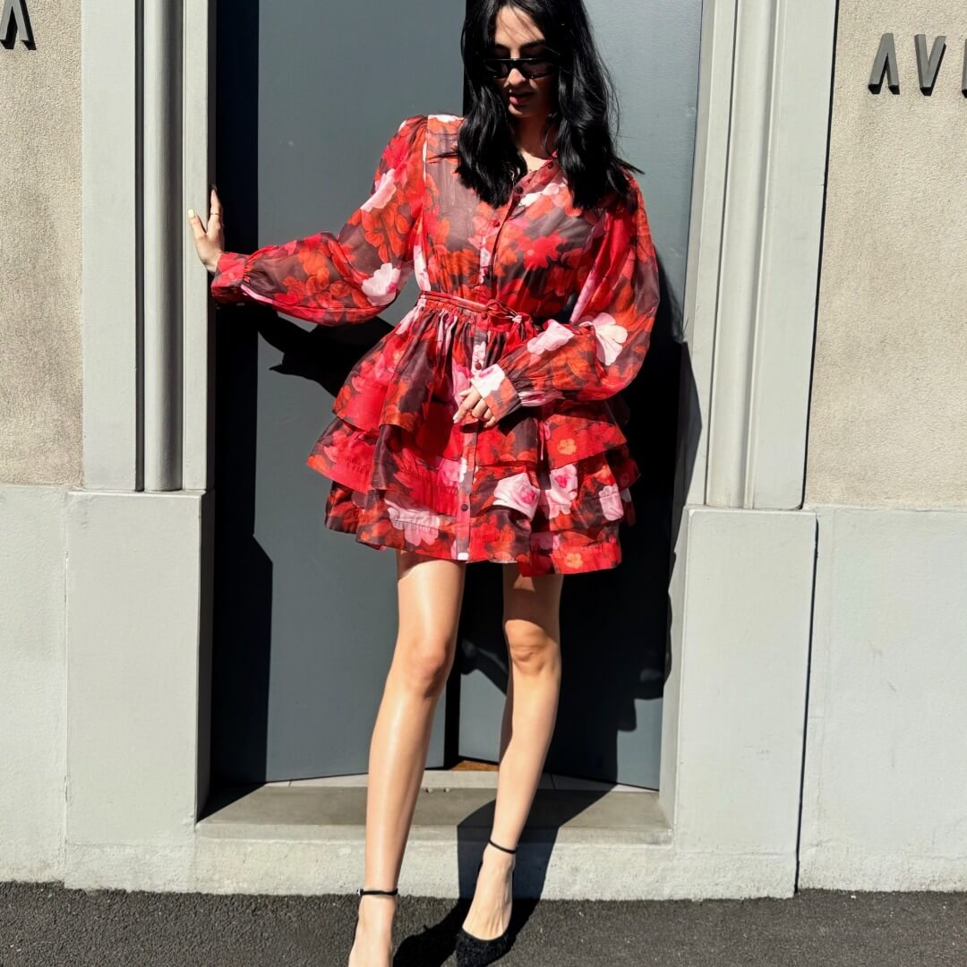 LM - Abito Flowery rosso