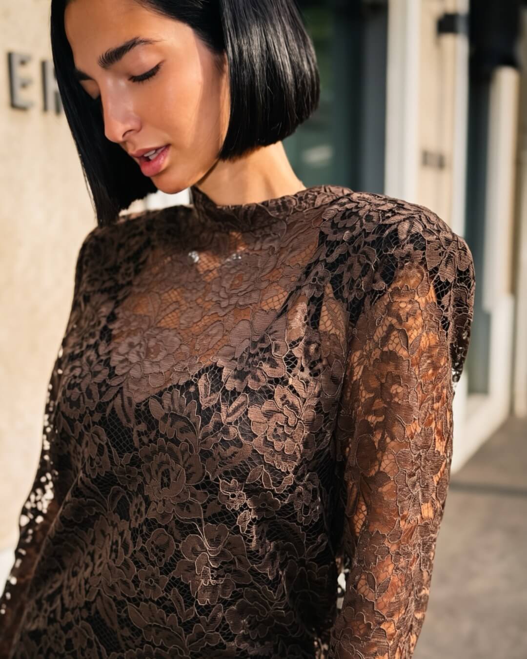 OF - LUMINA Abito Katia pizzo marrone