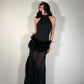 OF - LUMINA Abito Chloe piume tulle nero