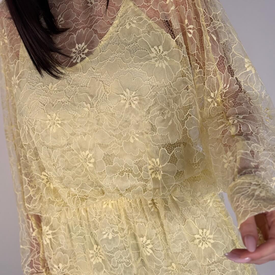 OF - LUMINA Abito Florel pizzo limone