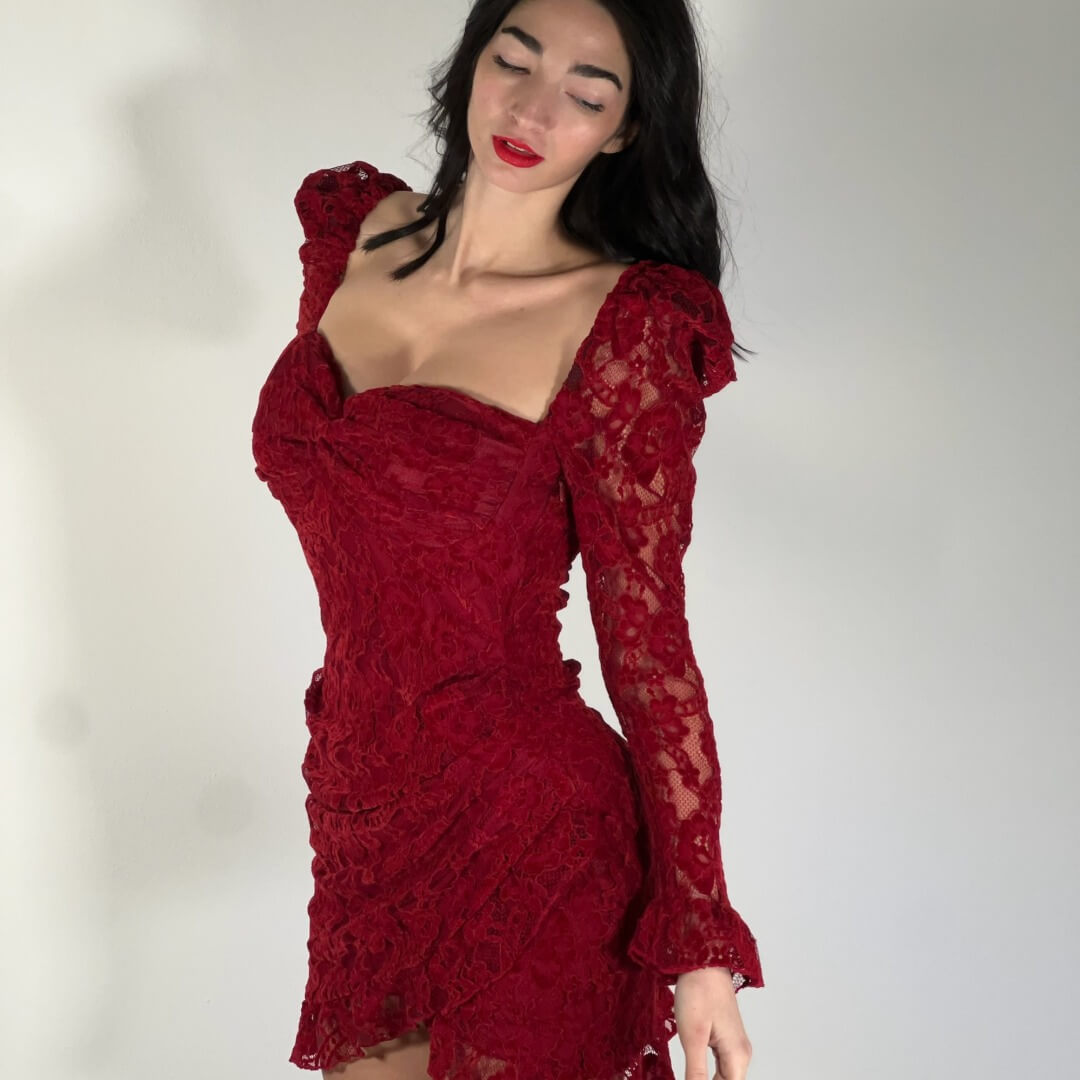 OF - ODI ET AMO Abito Ross pizzo bordeaux