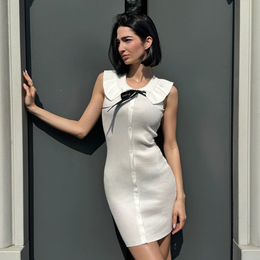 LM - Abito Fannie bianco con fiocco