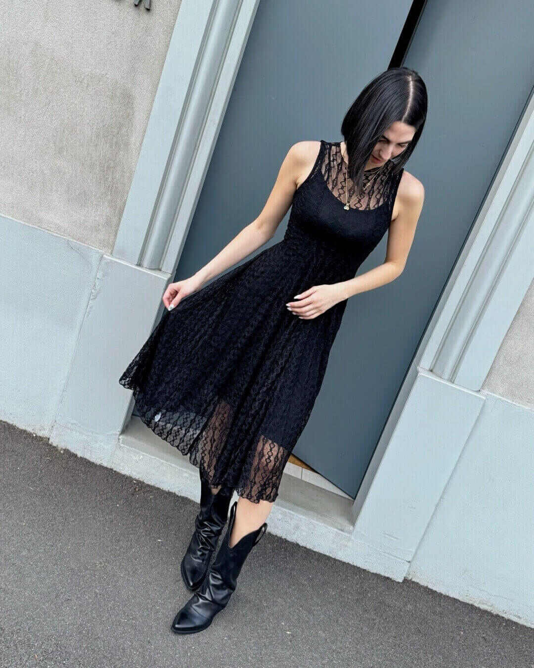 OF - Abito Selena pizzo nero
