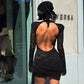 LM - Abito Odette pizzo nero schiena nuda