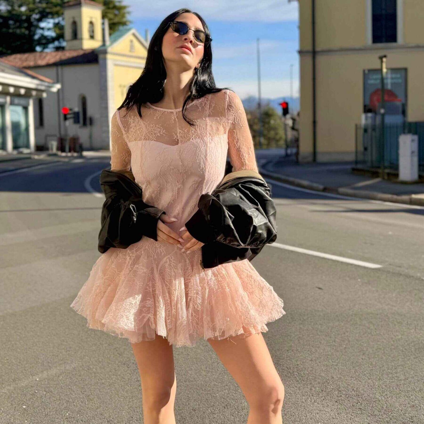 OF - Abito Catherine pizzo rosa