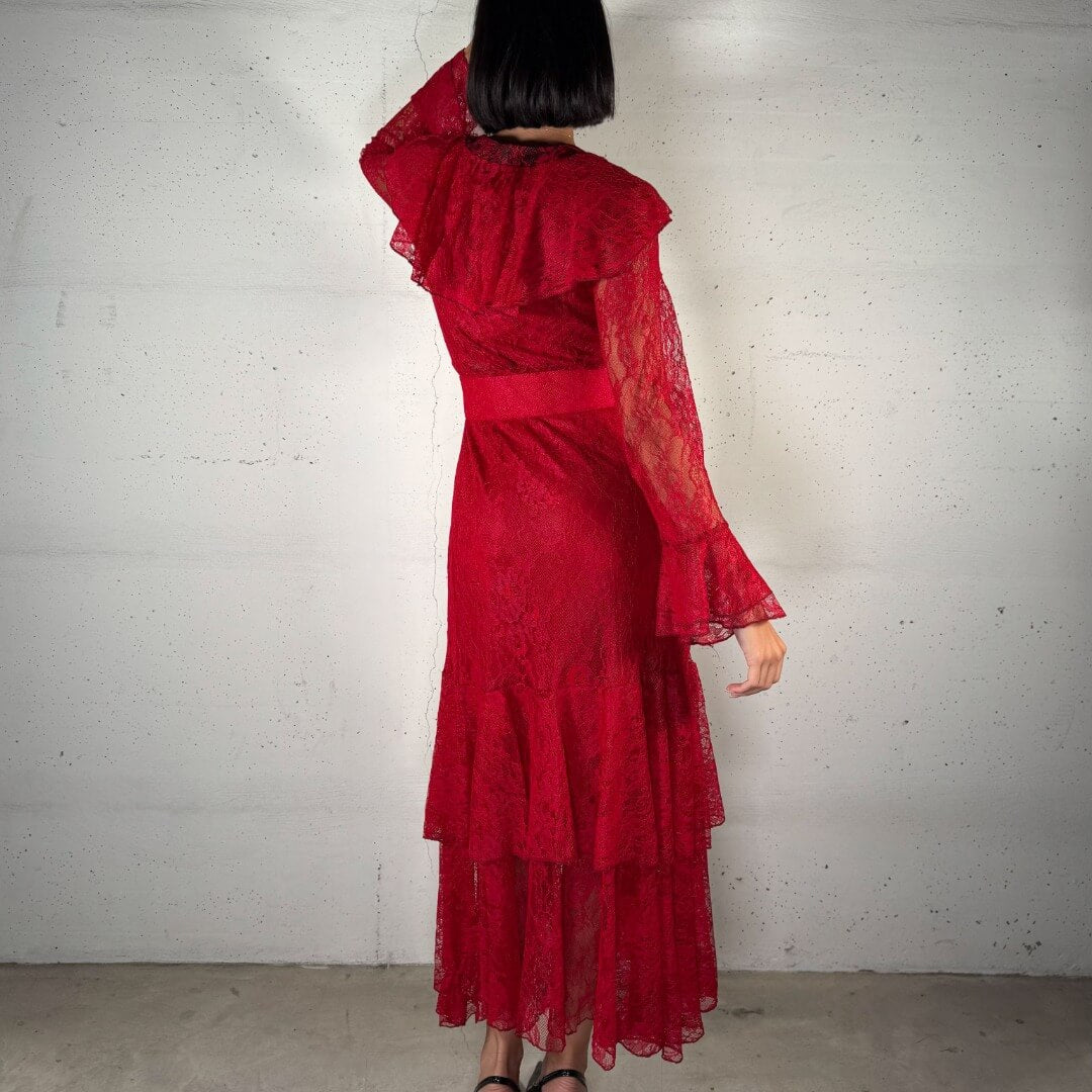 OF - TPN Abito lungo Shiloh pizzo rosso