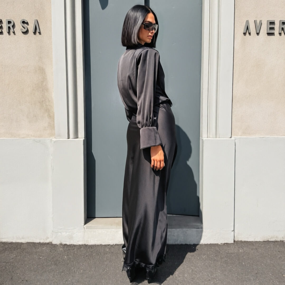 OF - Abito Illy satin nero