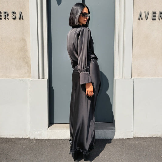 OF - Abito Illy satin nero