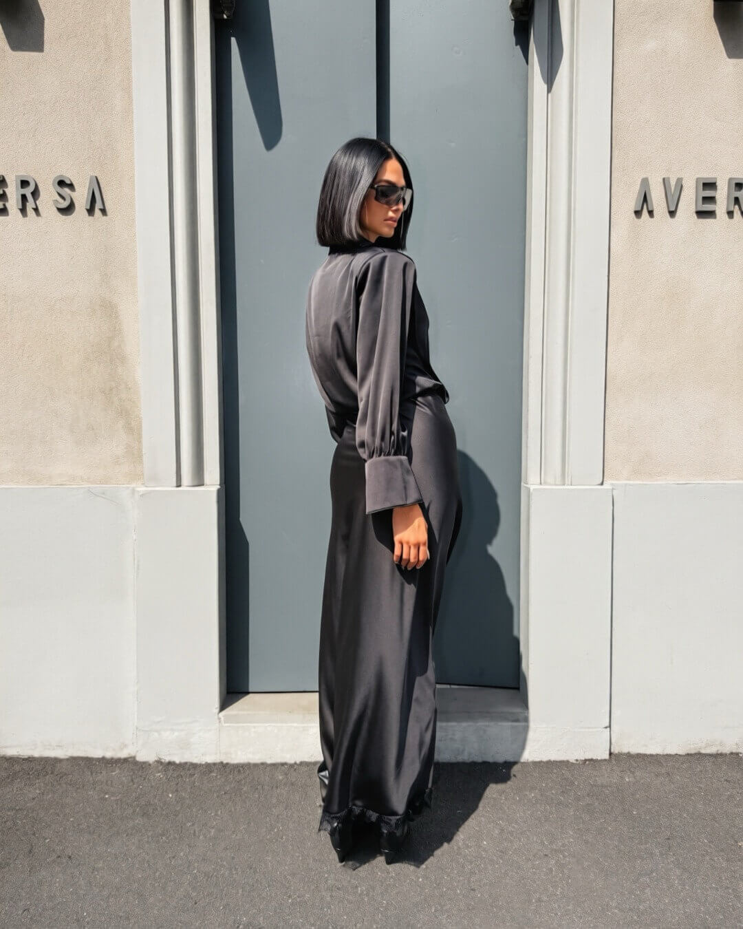 OF - Abito Illy satin nero