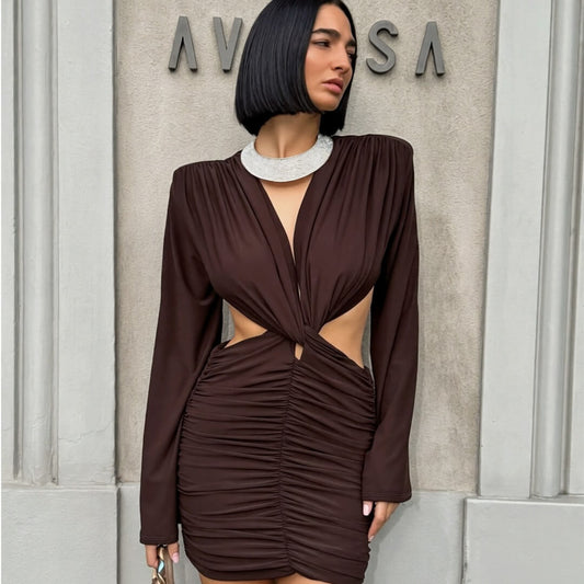 LM - Abito Veronika marrone schiena nuda