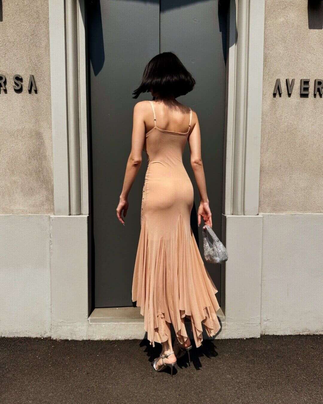 OF - Abito Sirren nude con pietre