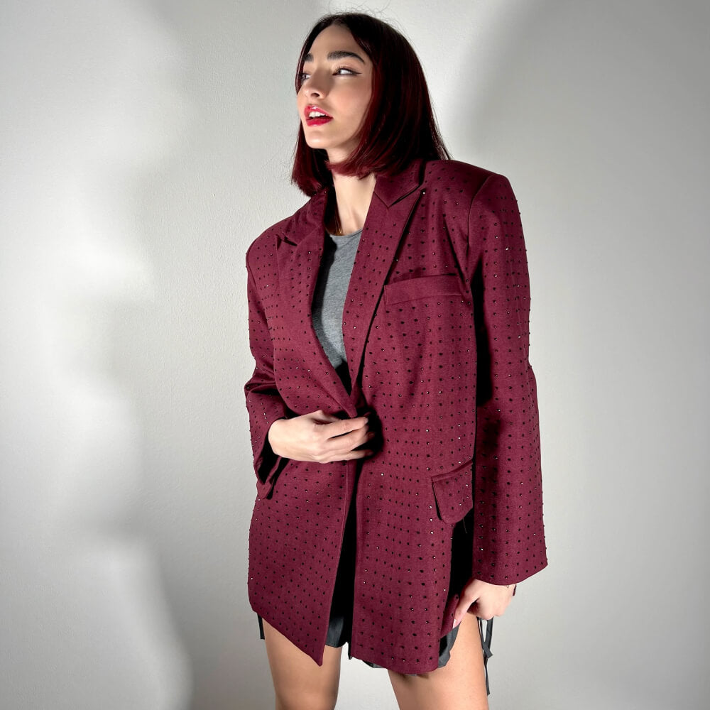 LM - Blazer Vamps bordeaux con strass