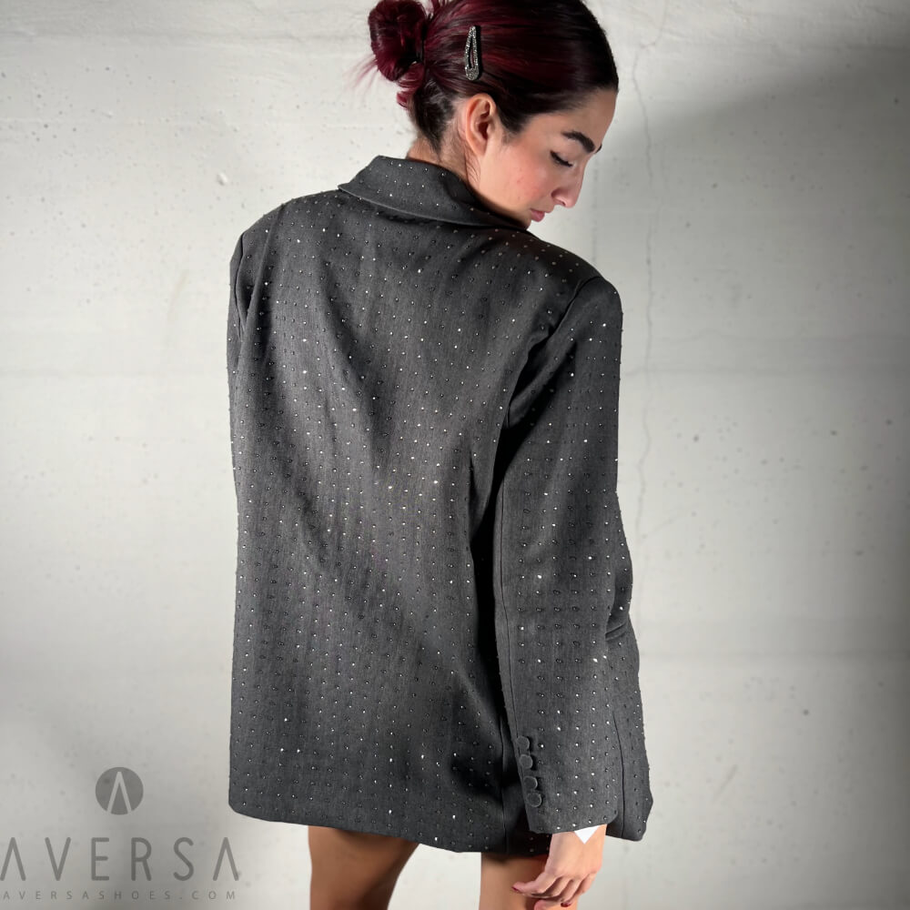 OF - Blazer Vamps grigio con strass