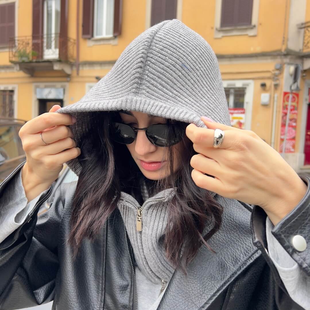 LM - Balaclava Geordie grigio con zip