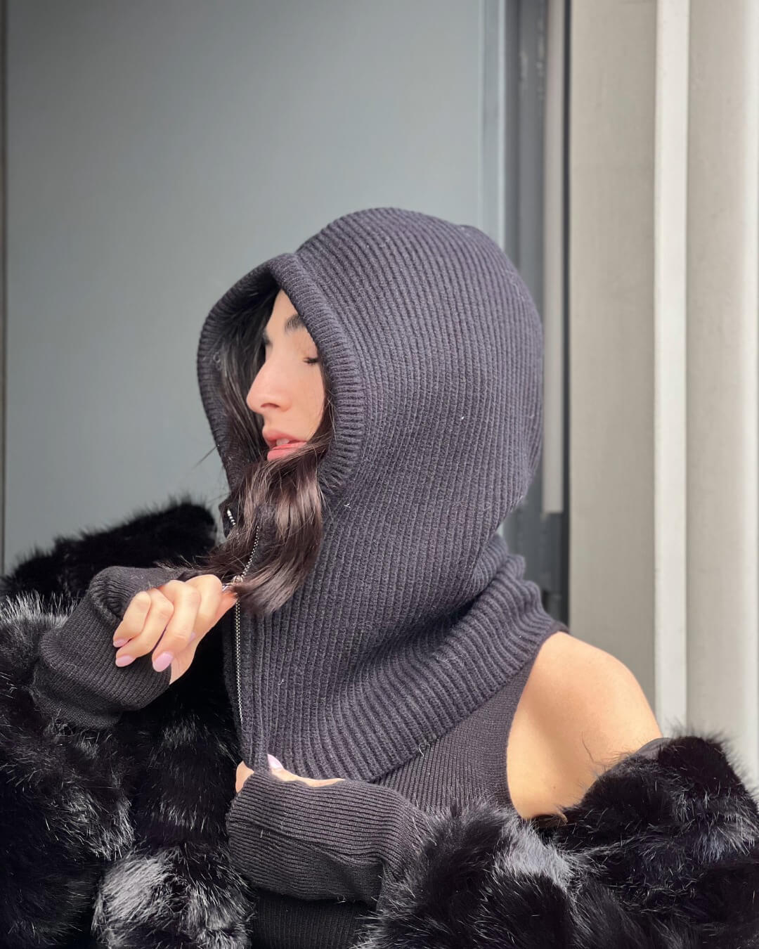 OF - Balaclava Geordie nero con zip