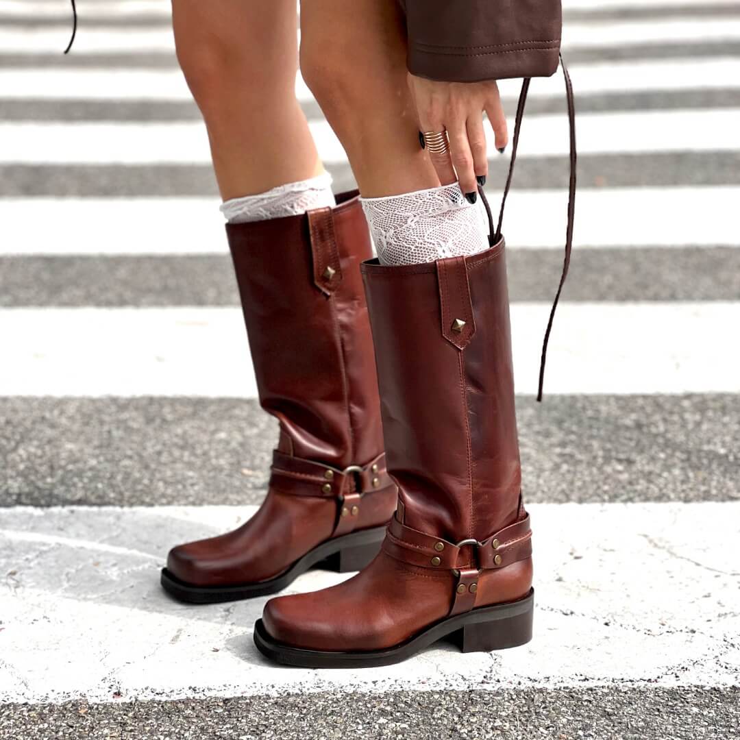 OF - Biker Ryan marrone con dettagli bronzo