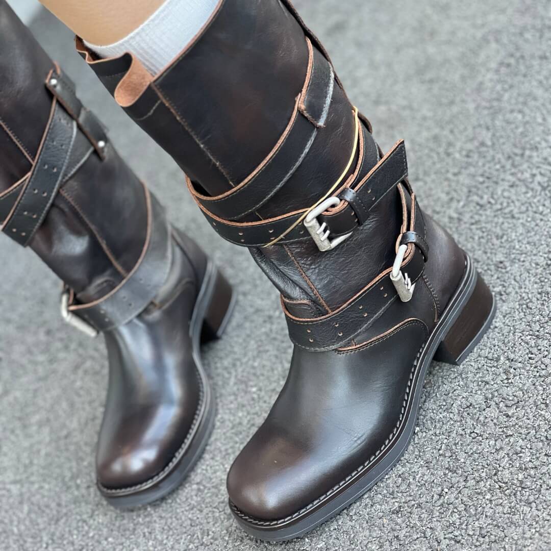 OF - Biker Serbs marrone con fibbie