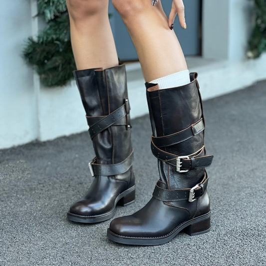 OF - Biker Serbs marrone con fibbie