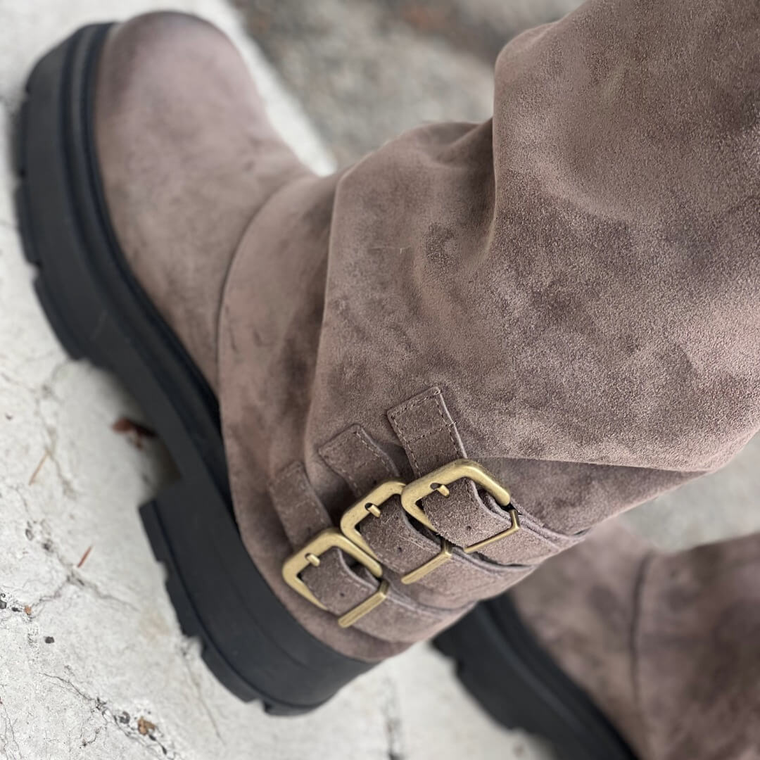 OF - Stivale Ice suede grigio con fibbie