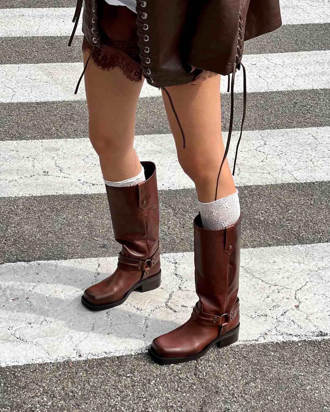 OF - Biker Ryan marrone con dettagli bronzo