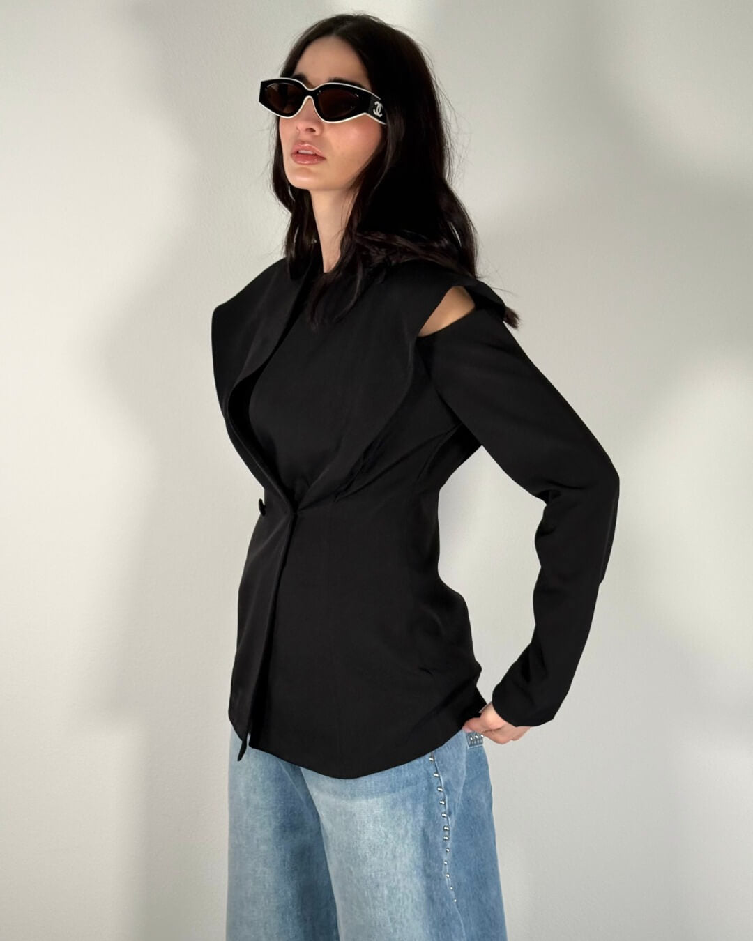 OF - Blazer Anita nero con aperture