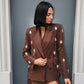 LM - Blazer Plume marrone con pietre e piume