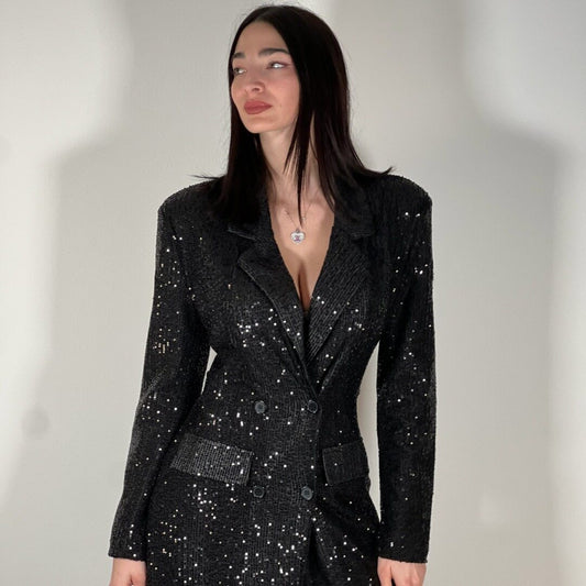 OF - Blazer abito Todaro paillettes nero
