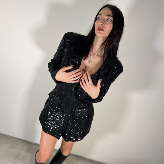 LM - Blazer abito Todaro paillettes nero