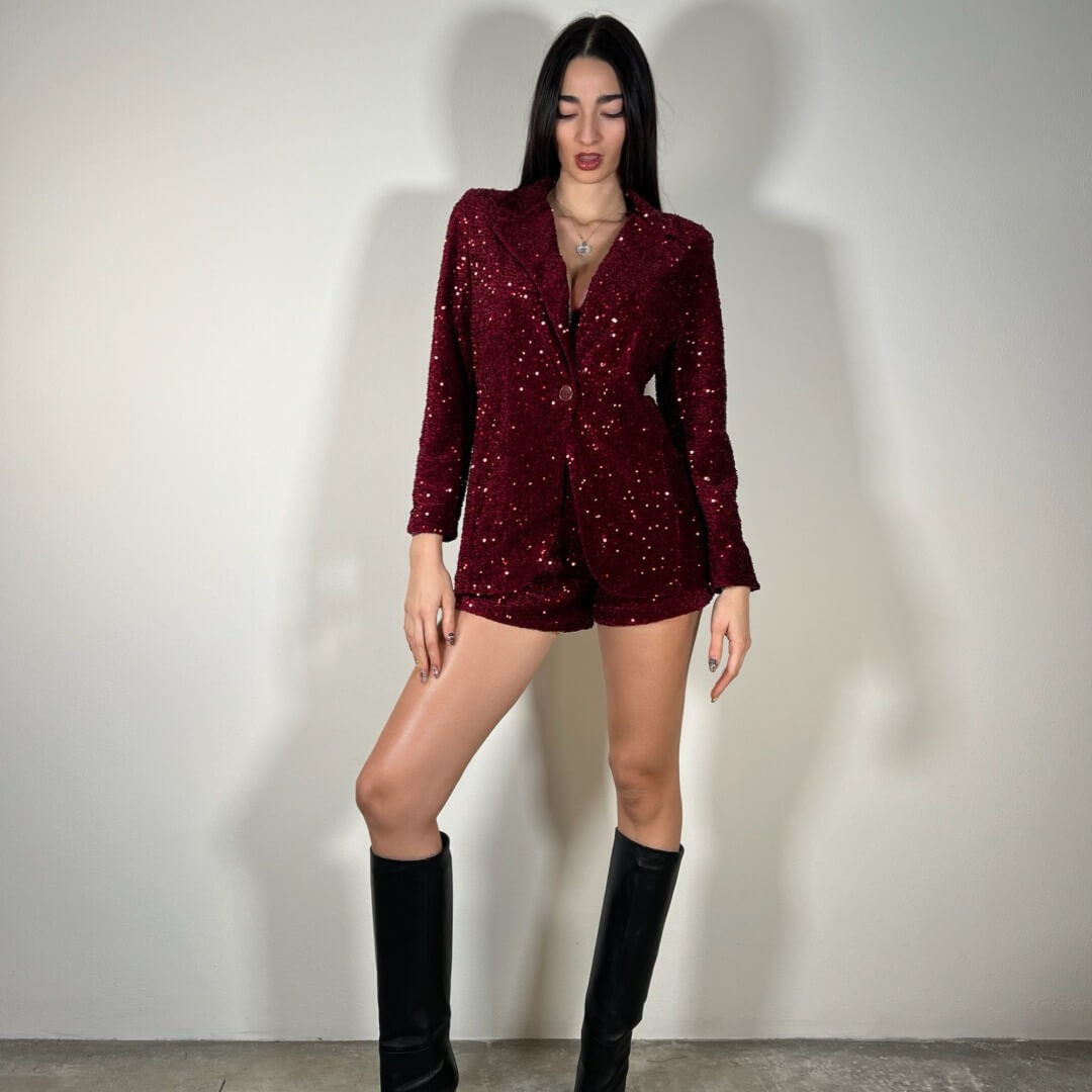 LM - Blazer Milla paillettes bordeaux