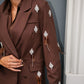 OF - Blazer Plume marrone con pietre e piume
