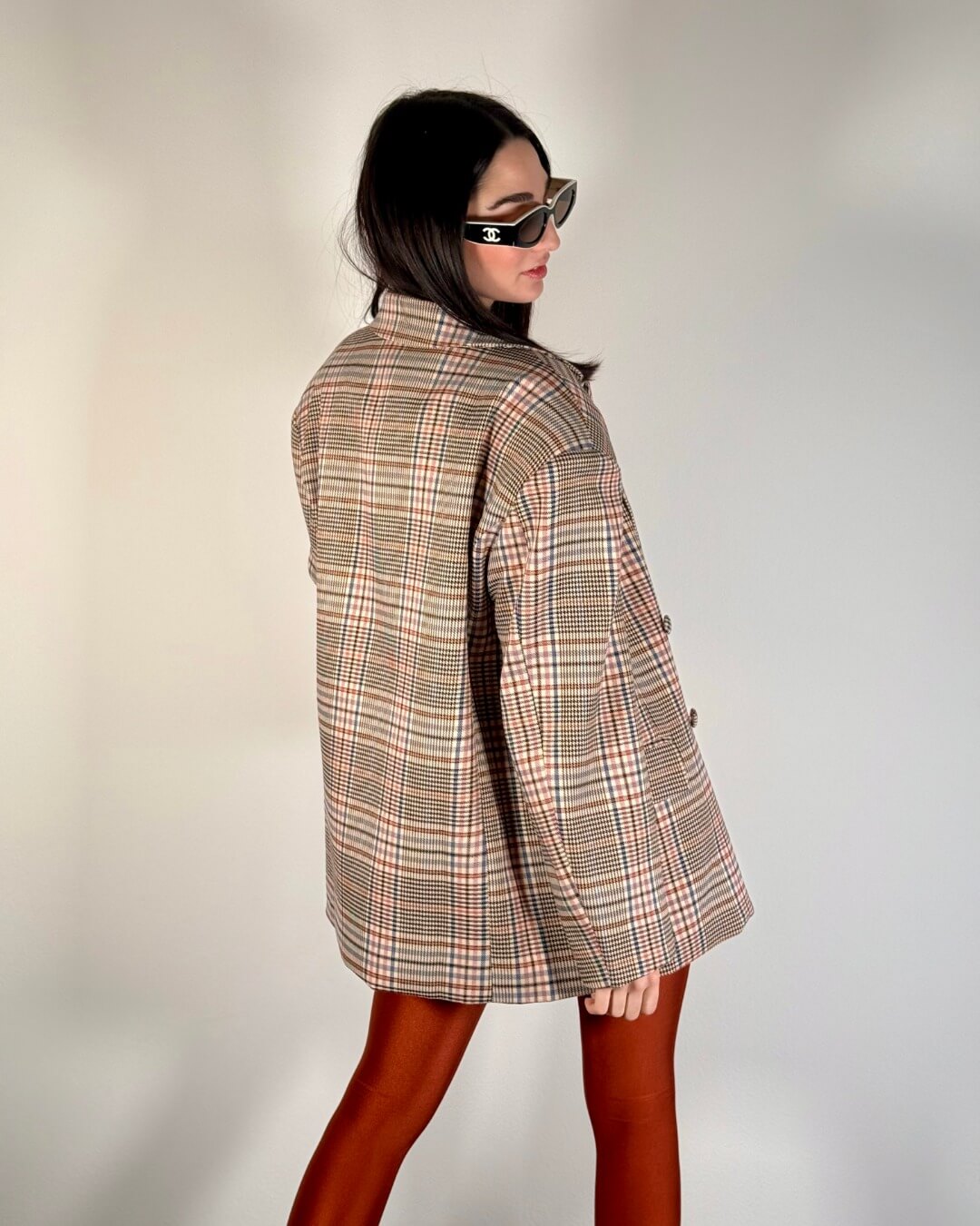 OF - Blazer Ruth tartan rosa beige