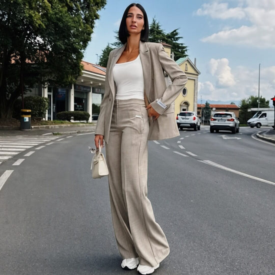 LM - Hinnominate Blazer doppiopetto poliviscosa beige