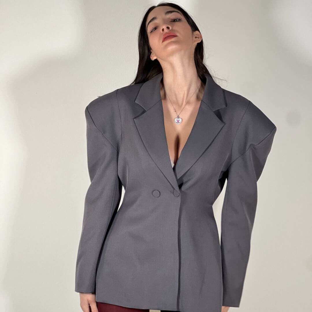 OF - Blazer Will grigio con spalle strutturate