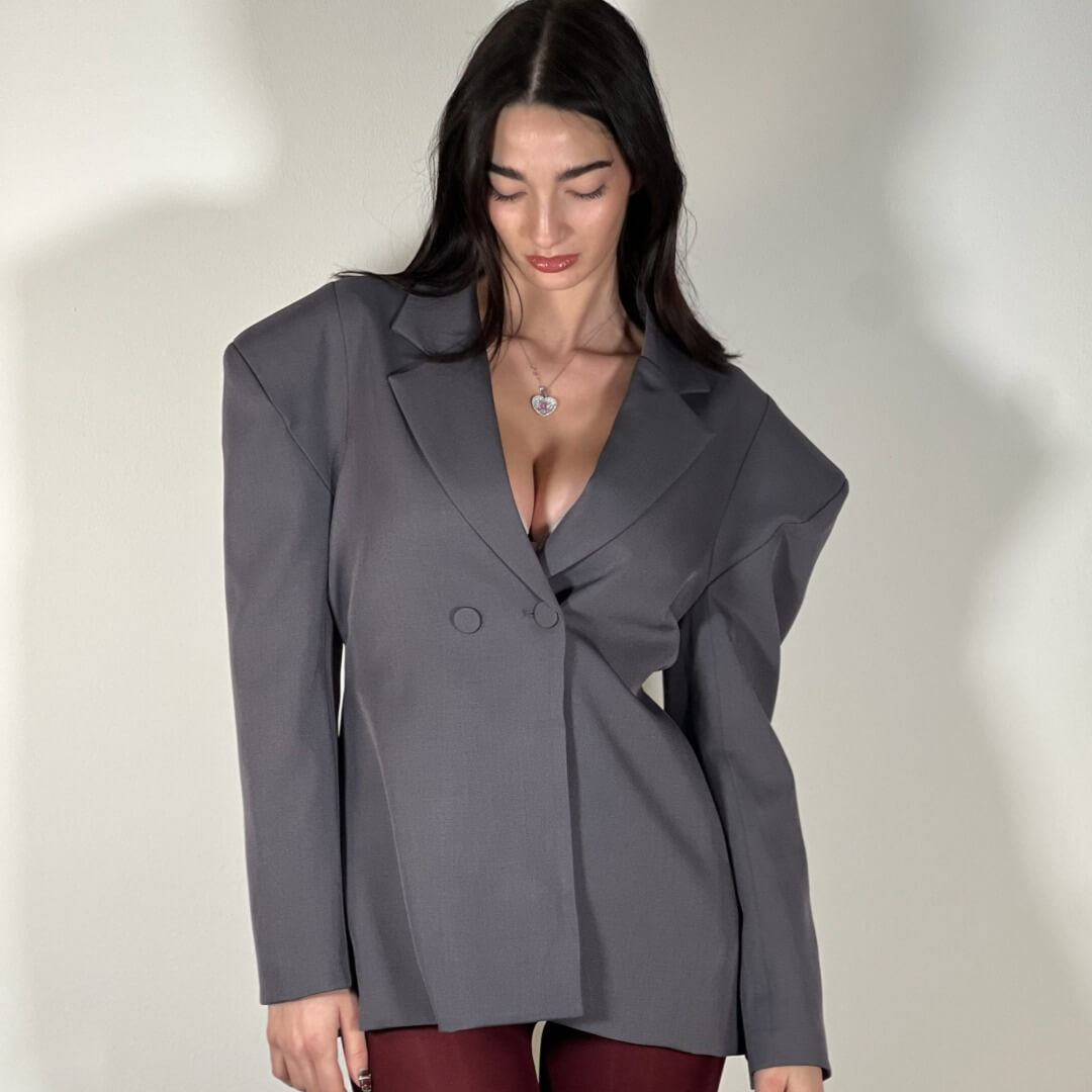 LM - Blazer Will grigio con spalle strutturate