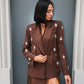 OF - Blazer Plume marrone con pietre e piume