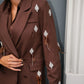 OF - Blazer Plume marrone con pietre e piume