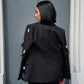 OF - Blazer Plume nero con pietre e piume