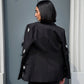 OF - Blazer Plume nero con pietre e piume