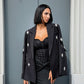OF - Blazer Plume nero con pietre e piume