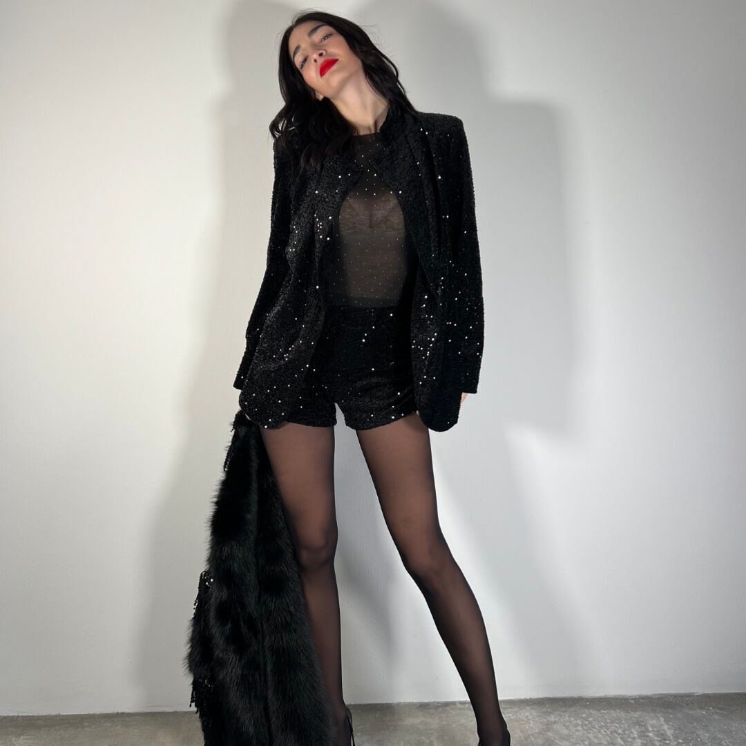 OF - Blazer Milla paillettes nero