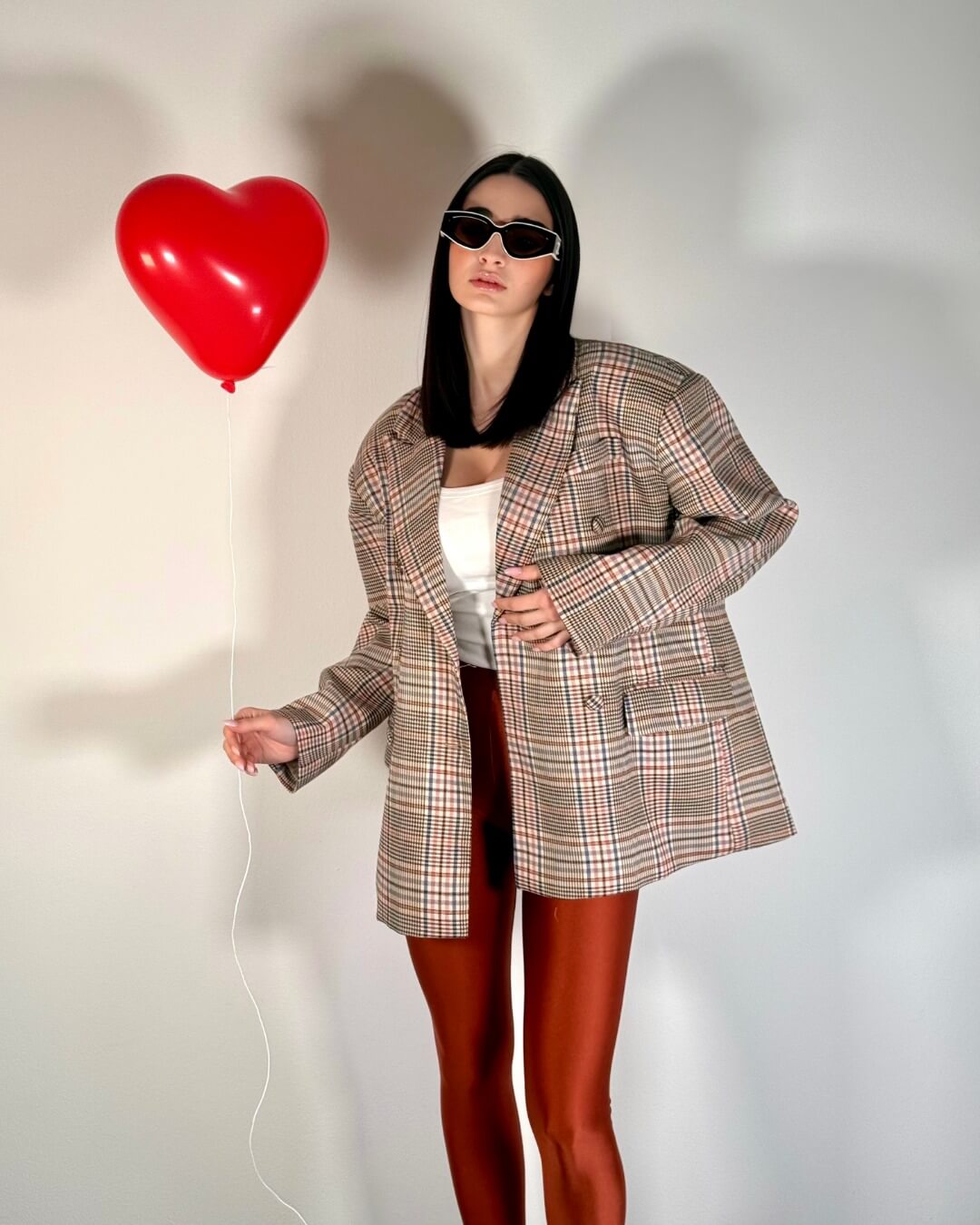 OF - Blazer Ruth tartan rosa beige