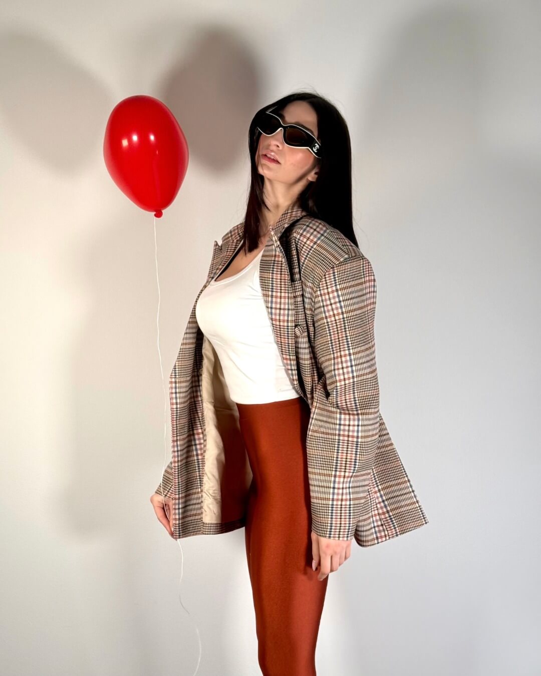 OF - Blazer Ruth tartan rosa beige