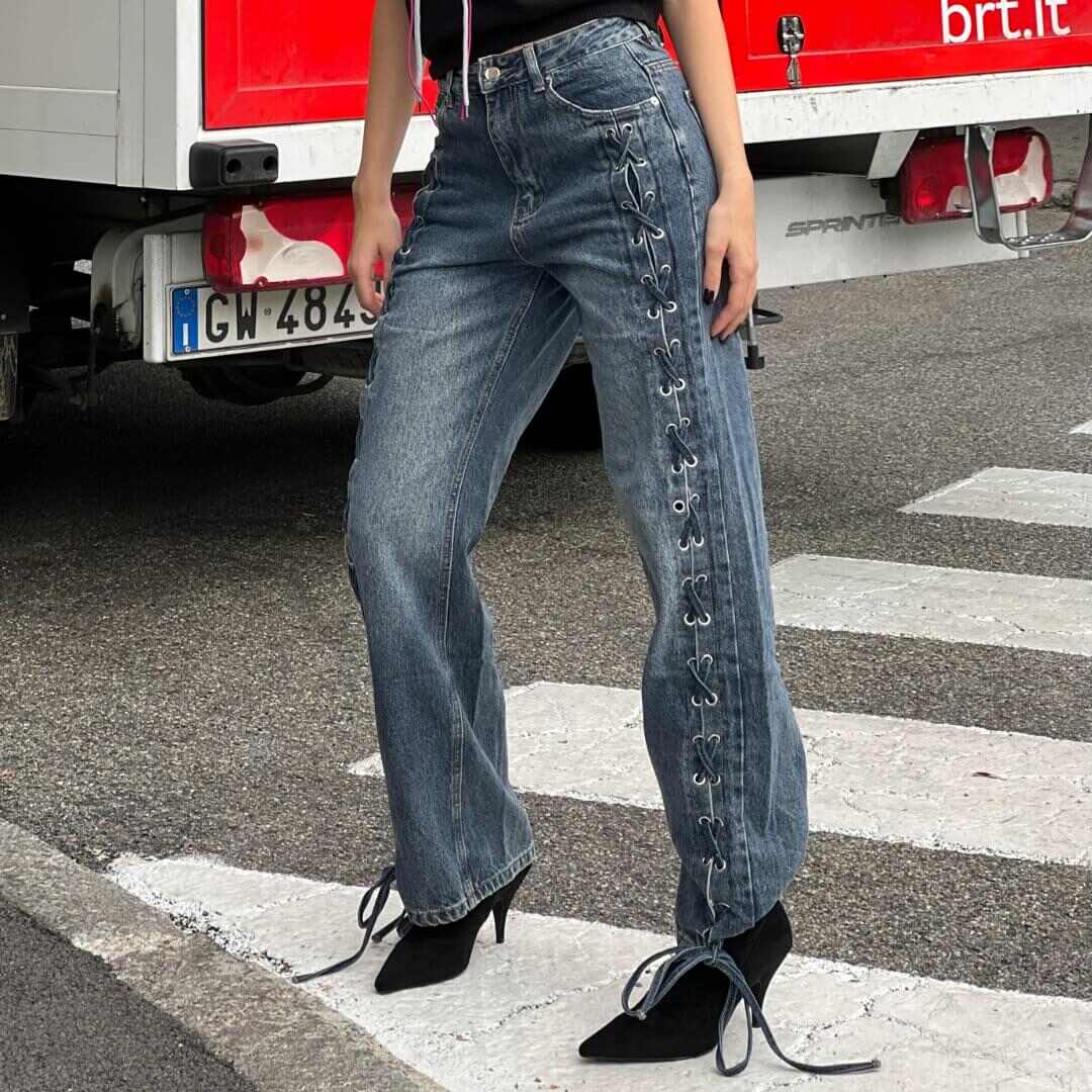 OF - Jeans Trelle blue intreccio lacci