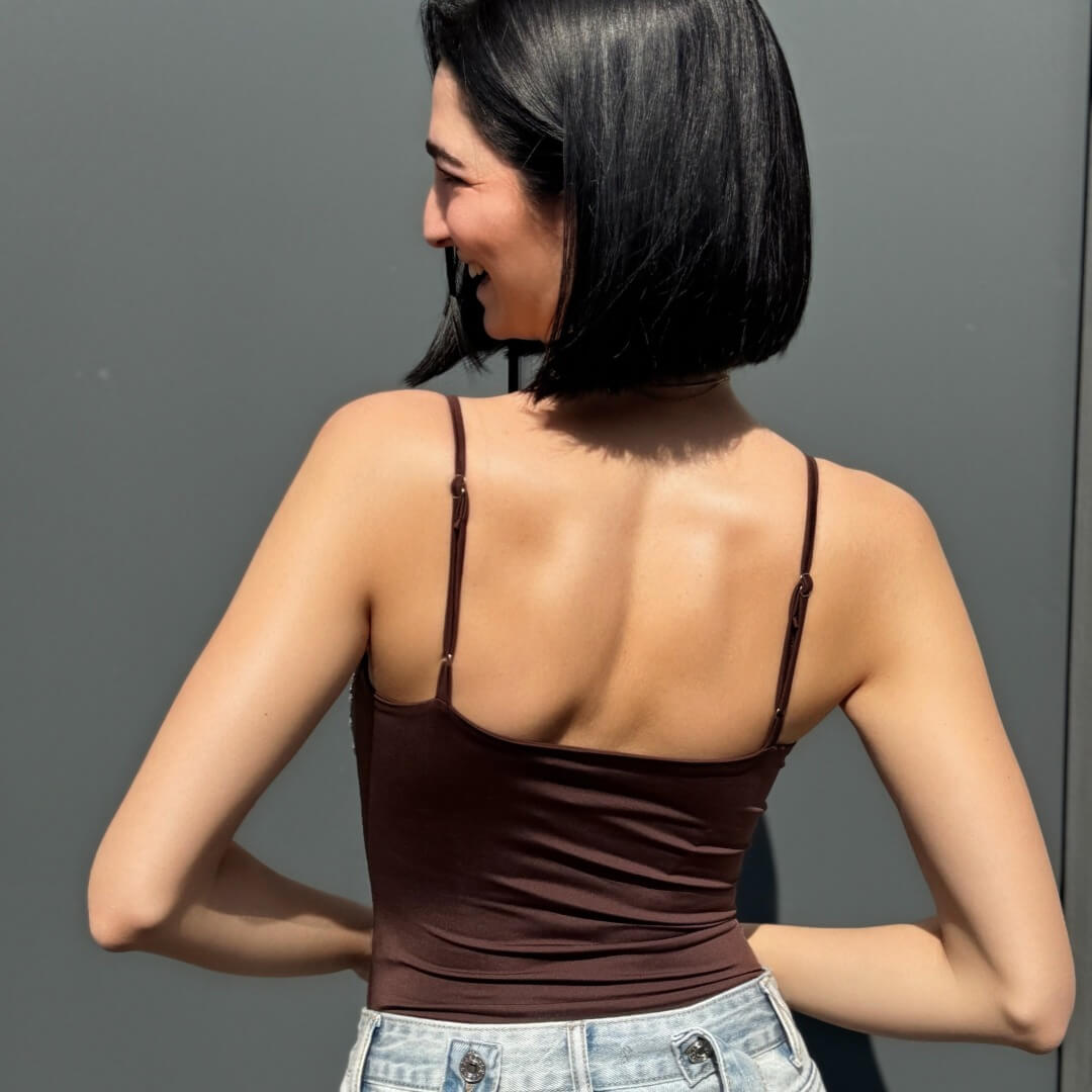 OF - Body Cassie marrone con borchie
