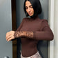 OF - Body Flaminia marrone con inserti pizzo
