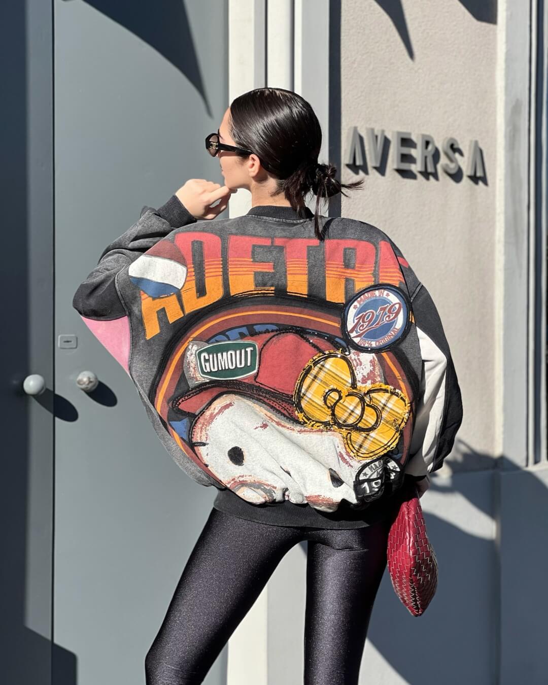 OF - Bomber felpa Kitty nero vintage