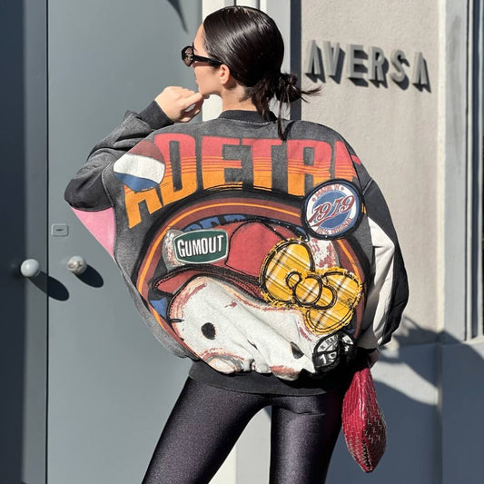 LM - Bomber felpa Kitty nero vintage