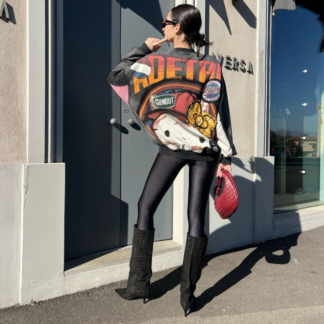 OF - Bomber felpa Kitty nero vintage