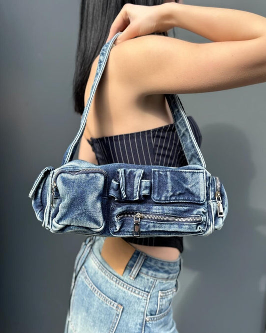 OF - Borsa Multitasche denim blue