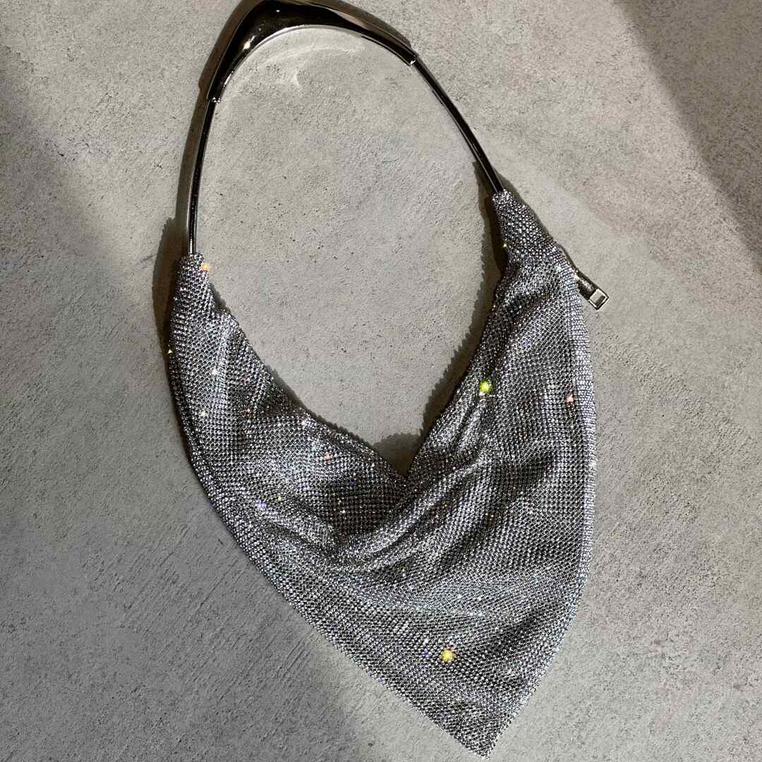 LM - Borsa Clear strass argento